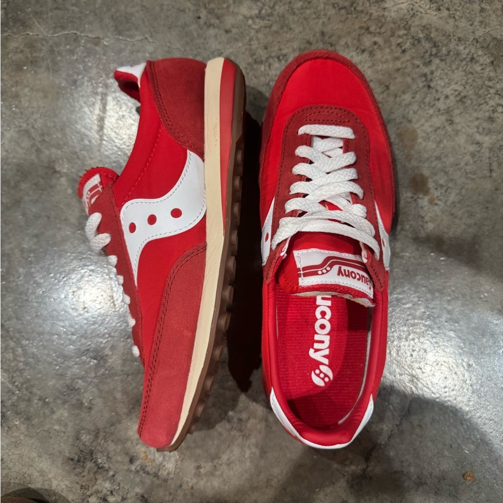 Saucony Vibrant Red and White Athletic Shoes